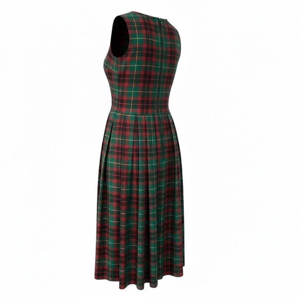 Laura Ashley Vintage 90s Plaid Jumper Dress - Size 12 - Christmas Plaid Cotton - Picture 3 of 13